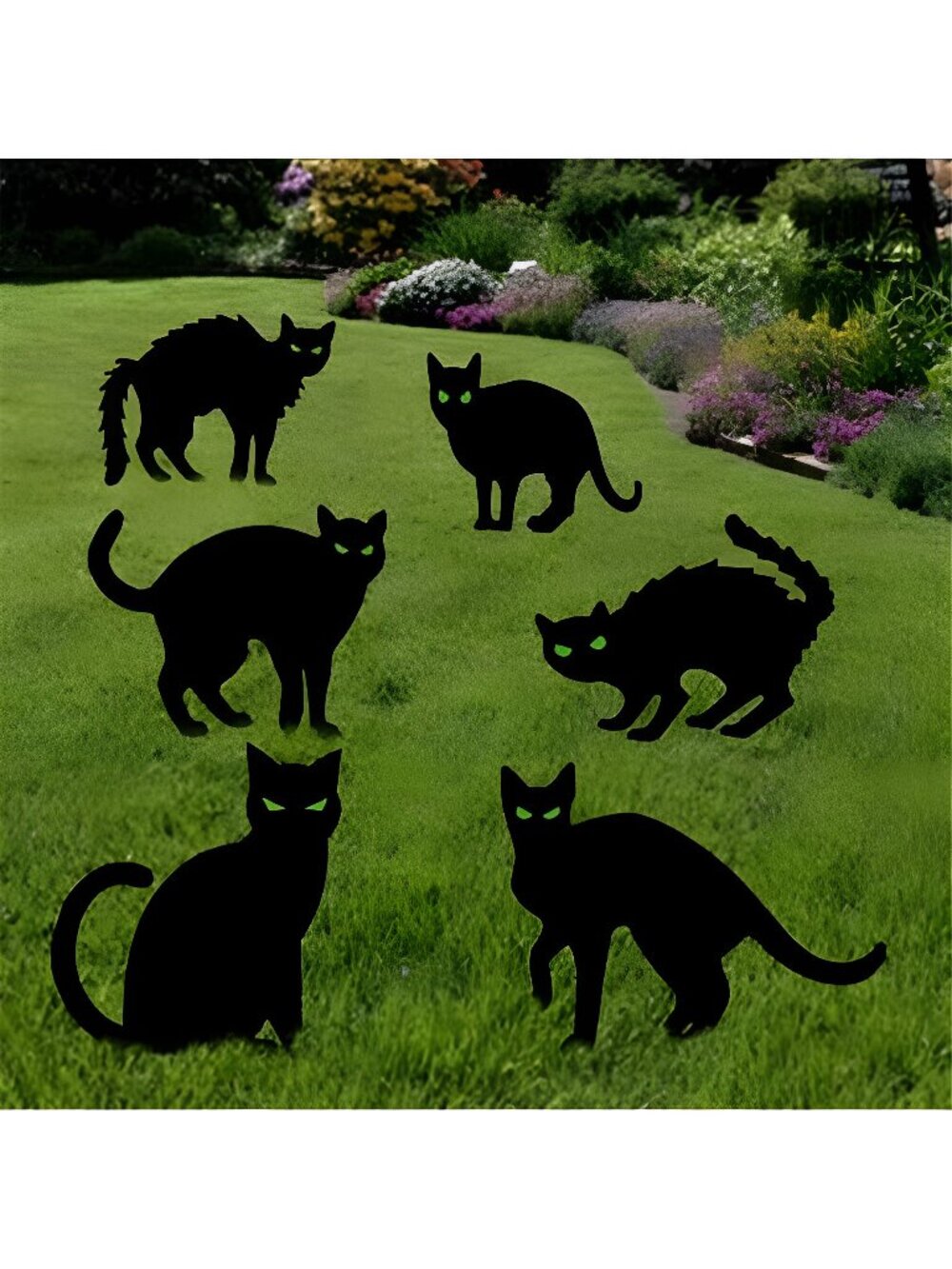 6 Pack Halloween Black Cat Yard Signs with Stakes Scary Silhouette